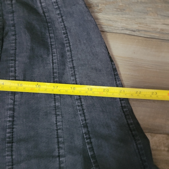 Black Demin Skirt Midi Flowy A Line sz 10 - Picture 7 of 11